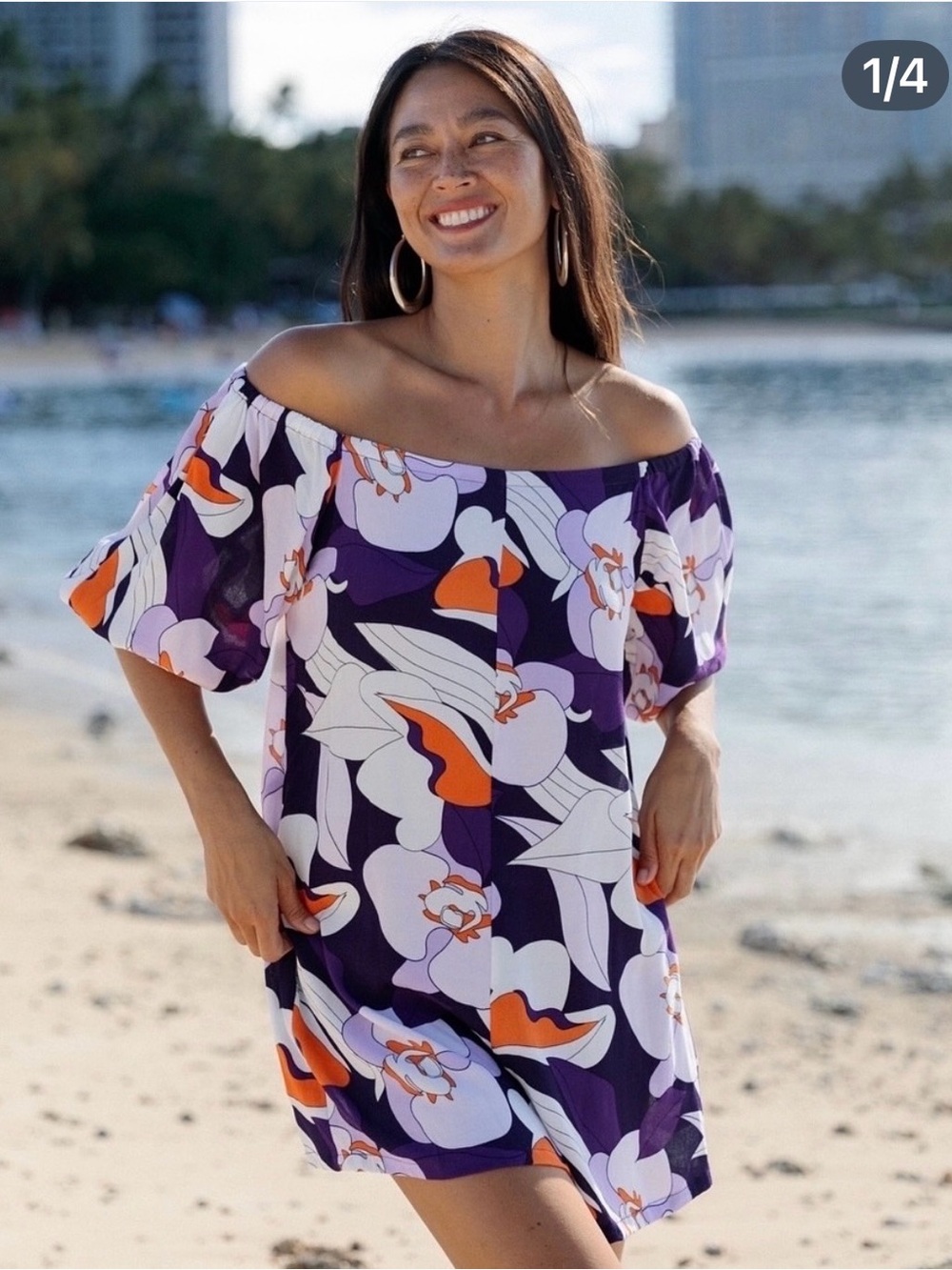 Ava Sky Off-Shoulder Floral Romper, XS